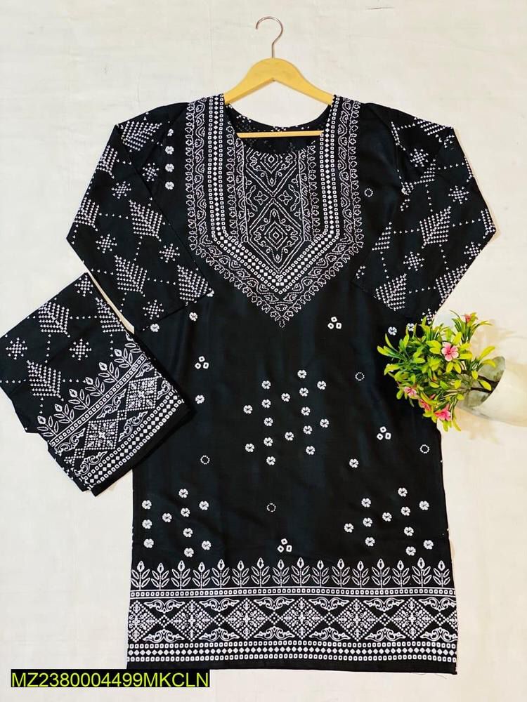 2 pcs women stitched  lawn embroidered shirt and trouser