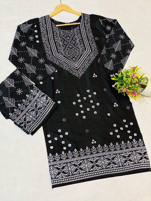 2 pcs women stitched  lawn embroidered shirt and trouser