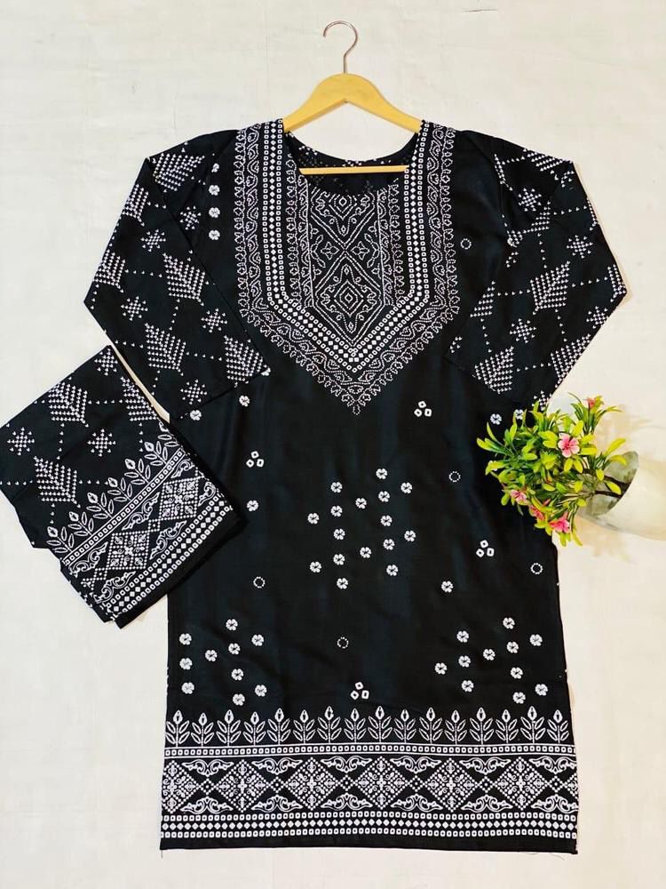2 pcs women stitched  lawn embroidered shirt and trouser