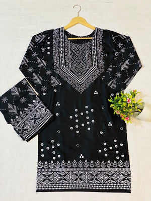 2 pcs women stitched  lawn embroidered shirt and trouser