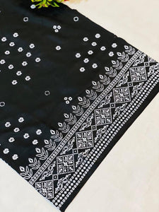 2 pcs women stitched  lawn embroidered shirt and trouser